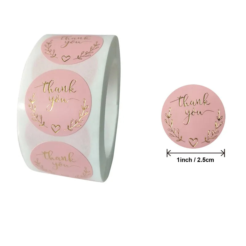 500pcs Round Kraft Paper Thank You Stickers for Gifts & Packaging