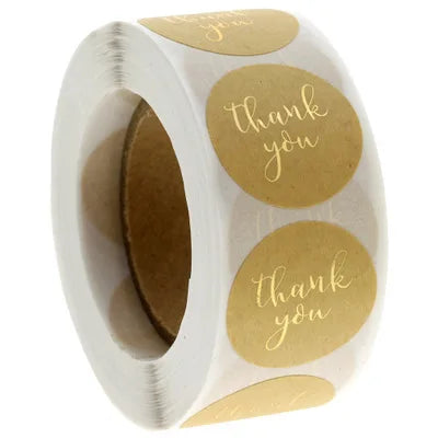 500pcs Round Kraft Paper Thank You Stickers for Gifts & Packaging
