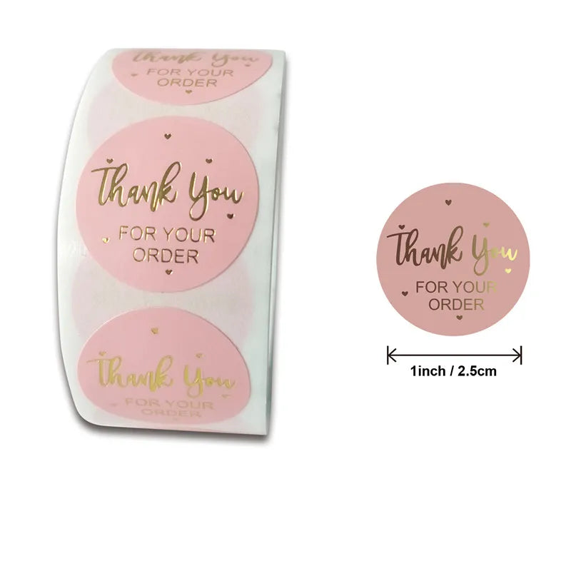 500pcs Round Kraft Paper Thank You Stickers for Gifts & Packaging